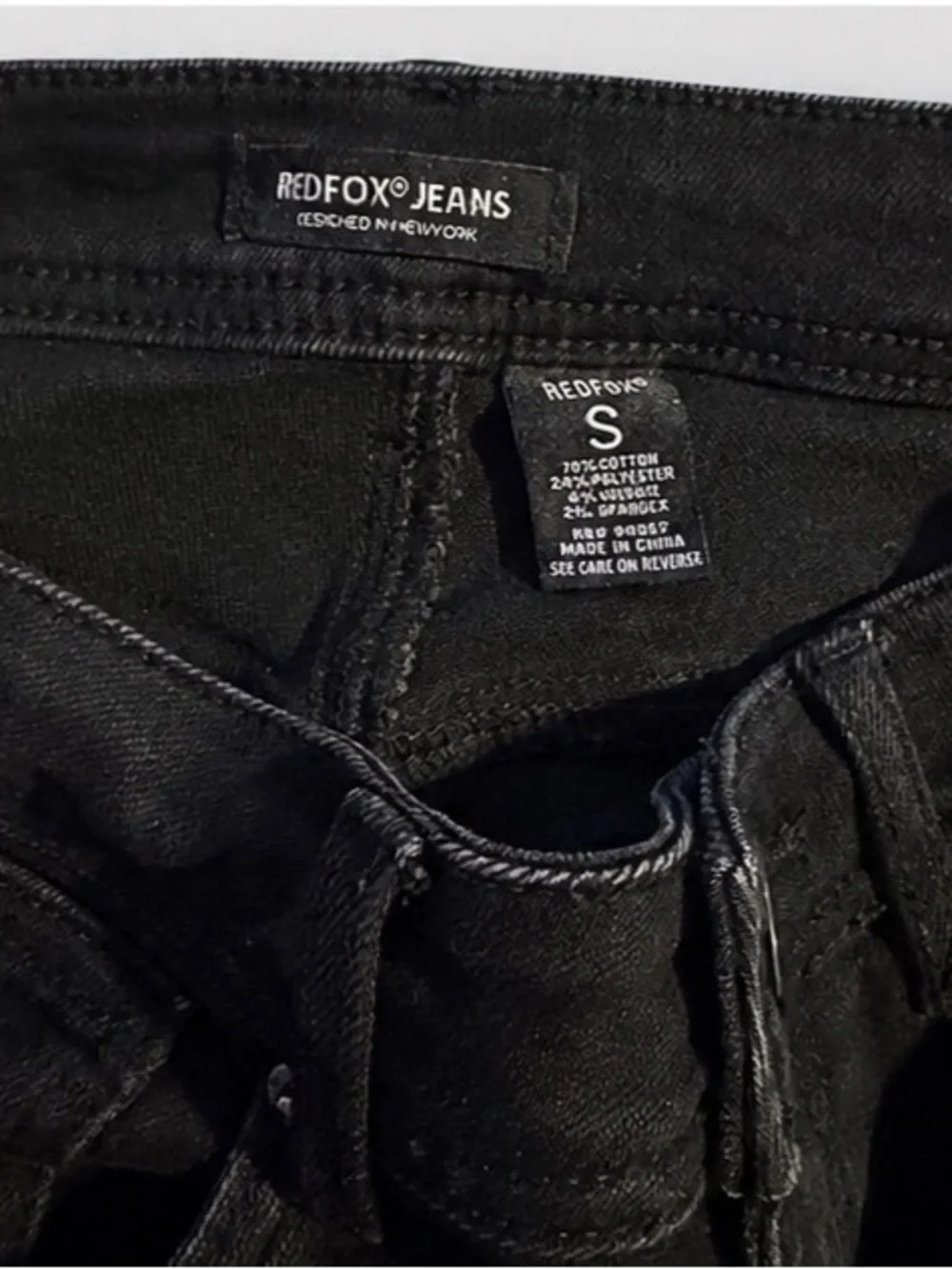 Black Distressed Jeans with Patch Pockets